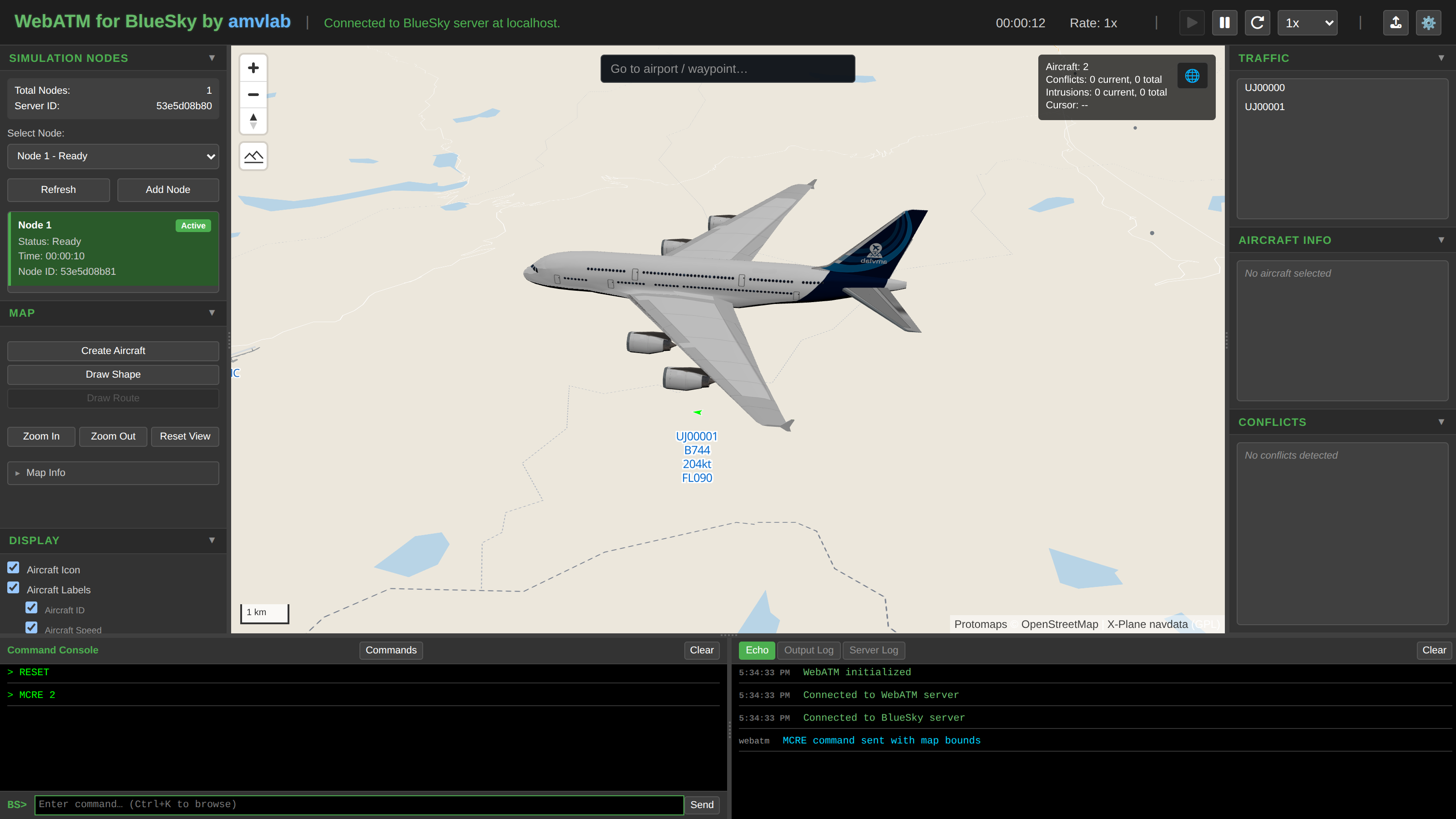 A380 close-up over the Alpine lakes