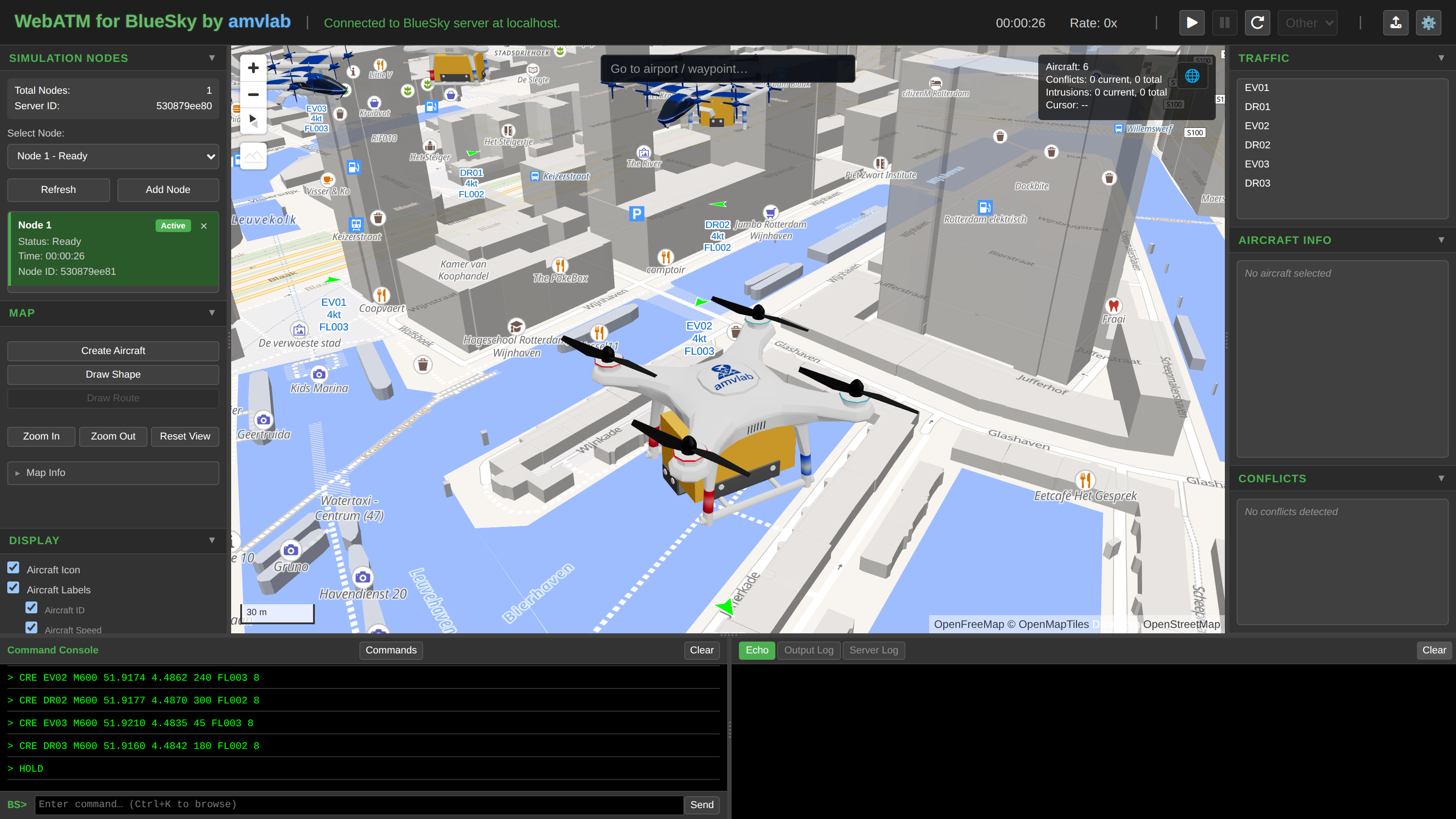 Delivery drone close-up, dark theme